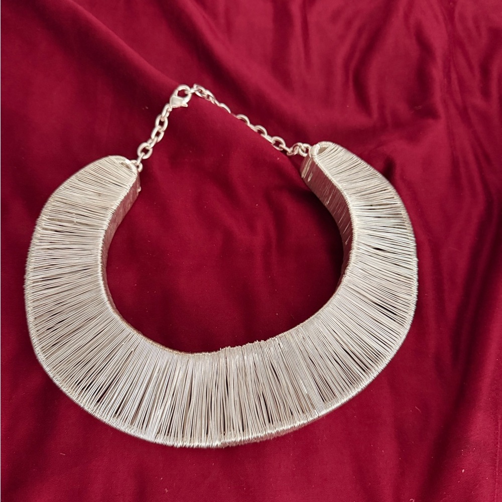 Chic Silver Statement Necklace - image 2